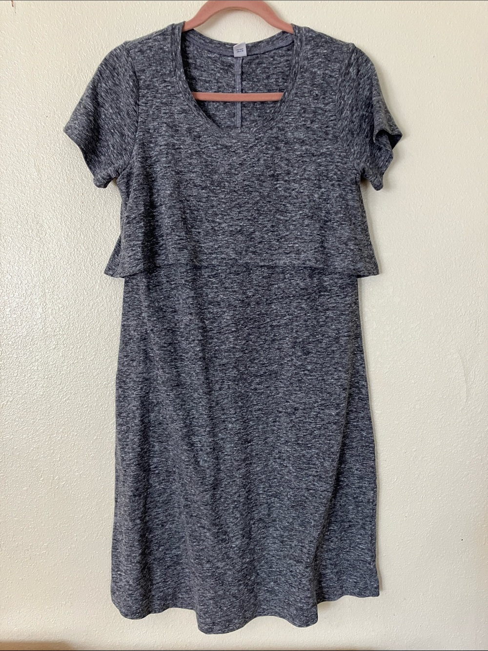 Old Navy Heather Gray Linen Blend Nursing Maternity Dress, M